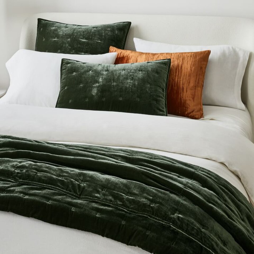 Lush Velvet Tack Stitch Quilt & Shams West Elm UK